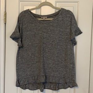 Grey Marl Tee with Flutter Sleeve and Hem
